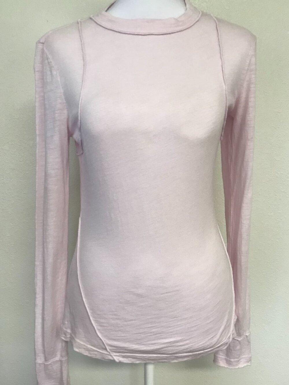 Anthropologie Pilcro Reconstructed Racer Tee XS Light Pink Sheer